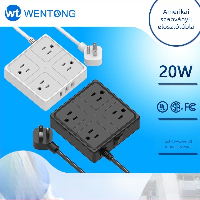 Amerikai szabványú intelligens elosztó USB-vel és USB-C porttal, több aljzattal
