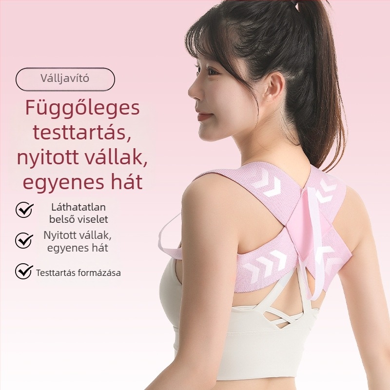 Váll-edző szalag hátsó támasztékkal — testtartás-korrekció és mellkas kinyújtás, nylonból