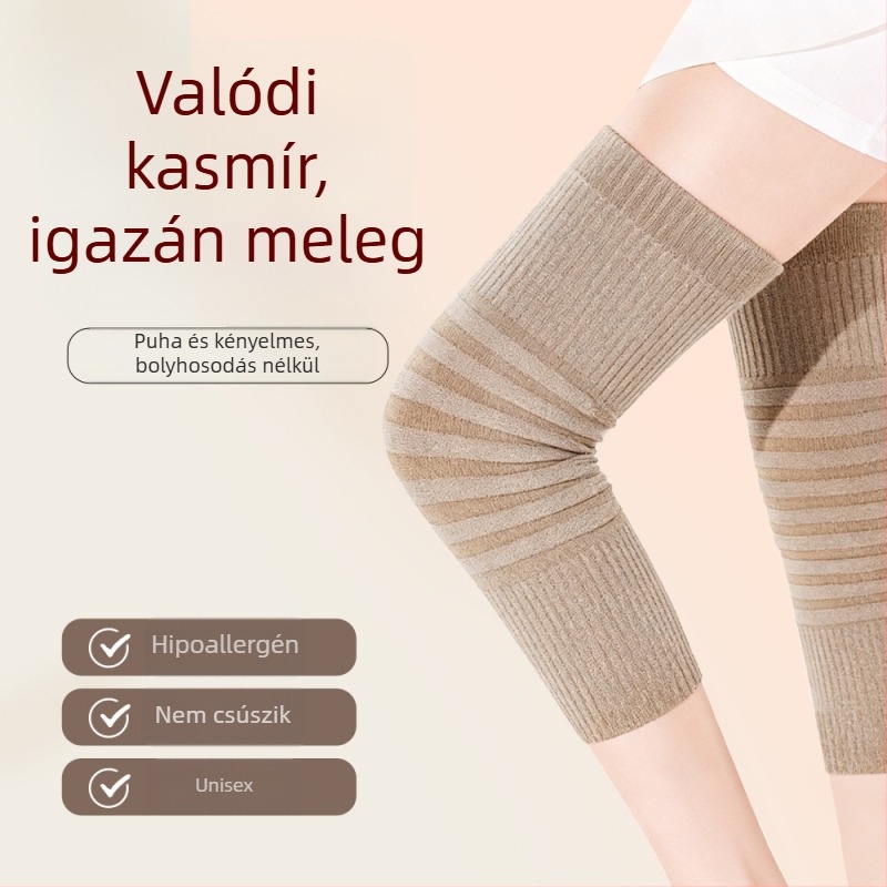 Kaszmír térdmelegítők nőknek, férfiaknak és időseknek, ízületi védelem, csúszásmentes felület, téli melegen tartó