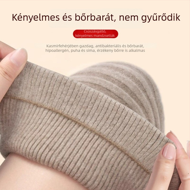 Kaszmír térdmelegítők nőknek, férfiaknak és időseknek, ízületi védelem, csúszásmentes felület, téli melegen tartó