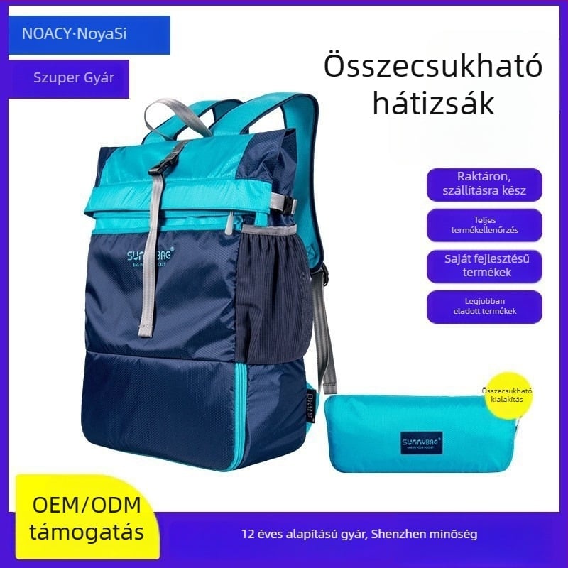 40L kapacitású könnyű összecsukható hátizsák túrázáshoz, vízálló, kültéri használatra