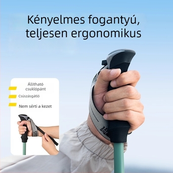 Szénszálas háromrészes teleszkópos túrabot, ultrakönnyű, kültéri használatra, uniszex