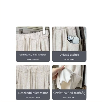 Szürke női nadrág fleece-betéttel, meleg őszi-téli időszakra, laza szabású