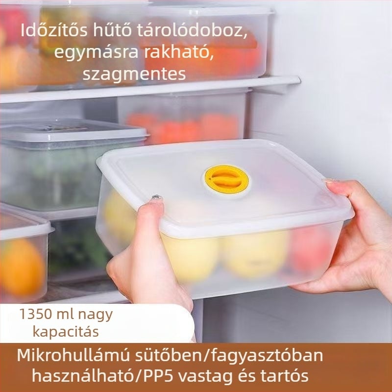 Hordozható PP anyagú élelmiszer-tároló doboz, hermetikus, fagyasztóbarát, mikrózható, átlátszó, hűtőszekrényben tároláshoz
