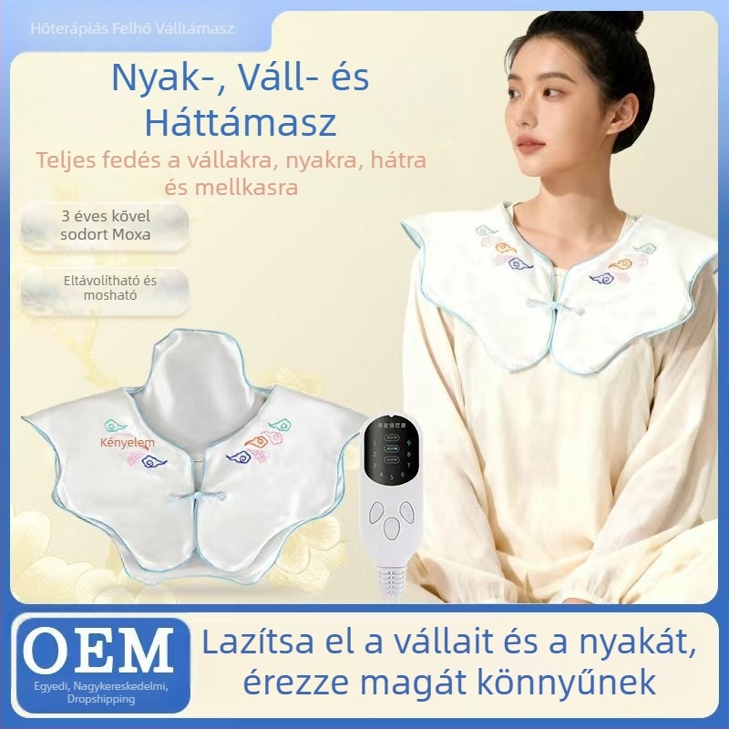 Elektronikus melegítőcsomag váll- és nyakmoxibuszcióhoz, hímzett kicsi felhő vállmintával, otthoni használatra