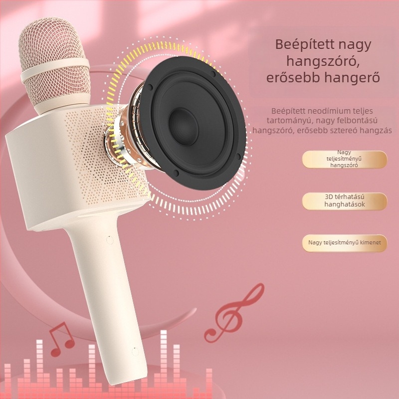 Vezeték nélküli mikrofon okostelefonhoz beépített hangfallal, otthoni használatra, élő közvetítéshez és karaokehoz