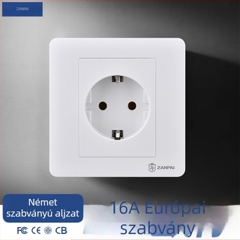 Zanpai 86-os típusú rejtett fehér aljzatpanel, 16A, német/európai stílus