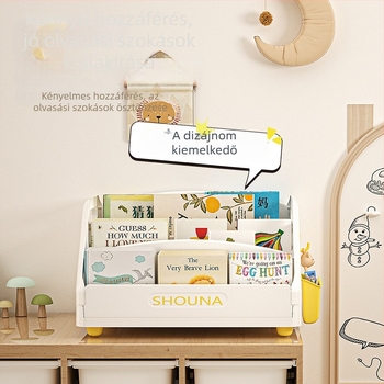 Összecsukható asztali polc gyerekeknek, illusztrált könyvekhez, egy szintű tároló, olvasózóna
