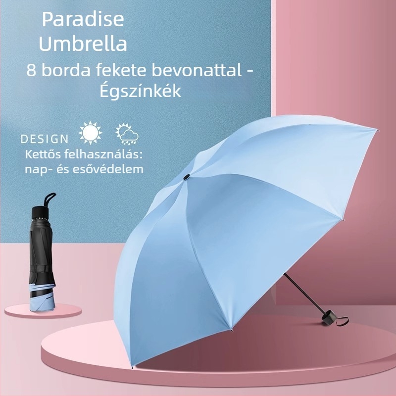 Paradise esernyő fekete bevonattal, UV védelem, napsütésre és esőre egyaránt használható, egyszínű ajándék női esernyő