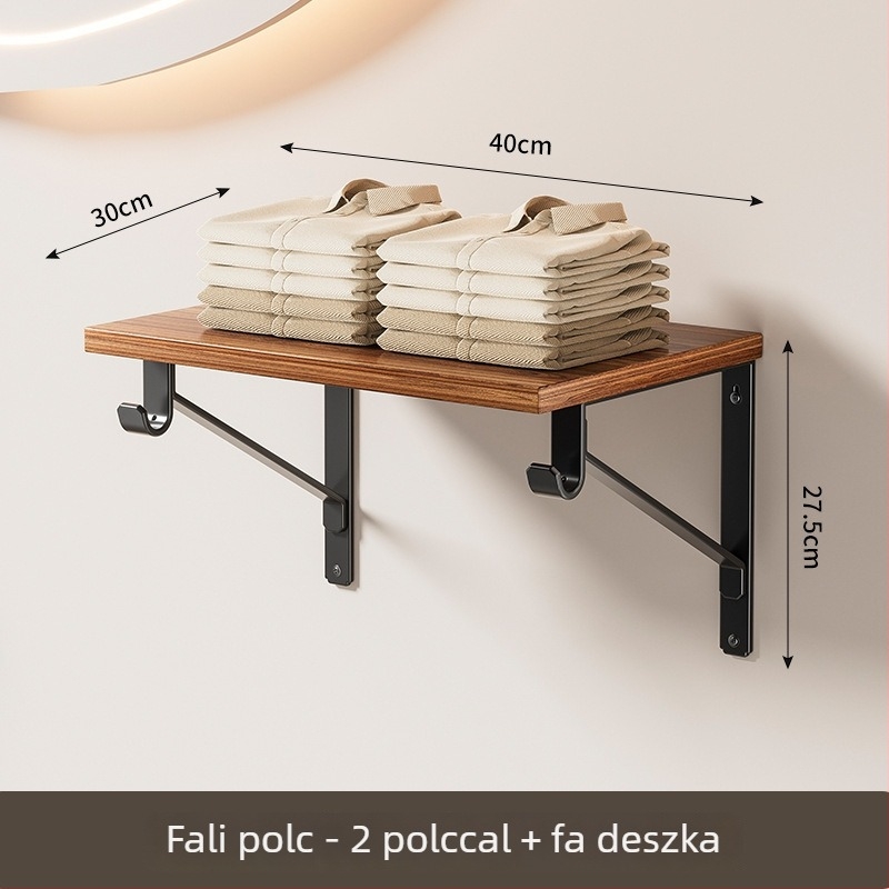 Falihoz szerelhető, többfunkciós tároló polc megerősített konzolokkal, cipők, táskák, ruhák és sapkák számára, rúddal