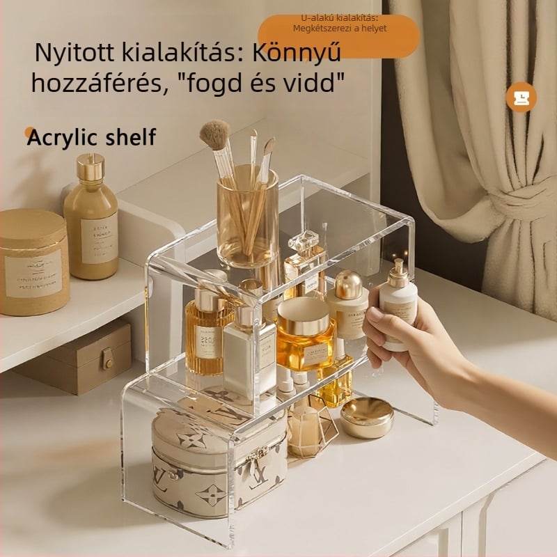 Tükör alatti fürdőszobai tároló rétegezett rekeszekkel