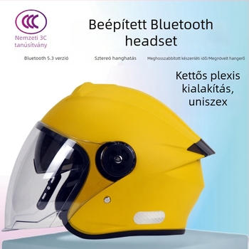 Elektromos járművekhez készült fél sisak beépített Bluetooth fülhallgatóval, dupla arcvédővel, uniszex, egész éves univerzális, az új nemzeti szabvány szerint