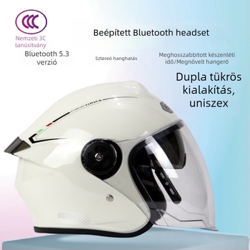Elektromos járművekhez készült fél sisak beépített Bluetooth fülhallgatóval, dupla arcvédővel, uniszex, egész éves univerzális, az új nemzeti szabvány szerint