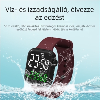 Orion Y3LED Okosóra lépésszámlálóval, érintőképernyő, mozgásérzékelő, 30m vízálló, téglalap alakú számlap, PU szíj
