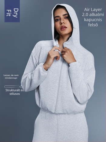 Női kapucnis cipzáros kardigánkabát őszi-téli, lazán szabott, sportos felső DAW166