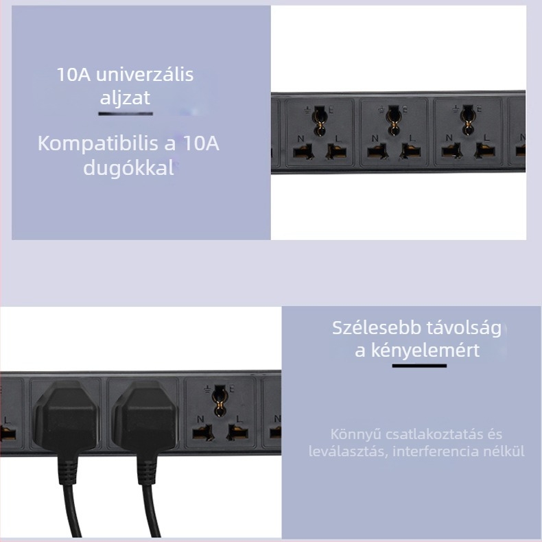 Hengmai PDU 19 hüvelykes rack-hez, dugaszoló aljzat, 6/8‑utas elosztó panel