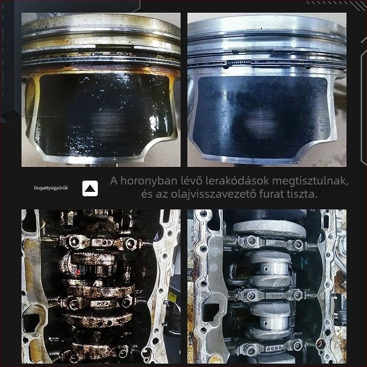 Szerelés nélküli motorolaj-égés javító adalék — dugattyúgyűrű szénlerakódás tisztító