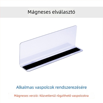 Áttetsző mágneses elválasztók raktári polcokra, áruk elkülönítésére és rendezésére konténerekben, mágneses rögzítés