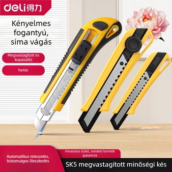 Deli 18 mm-es pengével felszerelt többfunkciós kés: tapétavágó, csomagfelnyitó, nagy papírvágó kés, művészeti kés és ceruzahegyező