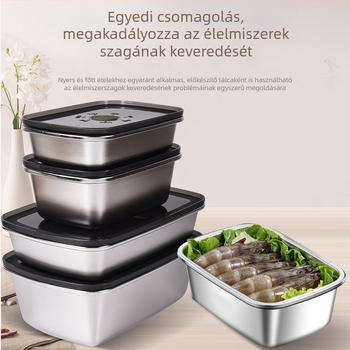 304 rozsdamentes acél élelmiszer-tároló doboz, vákuumzárás, frissesség megőrzése, négyzet alakú ebédes doboz, 800–1000 ml