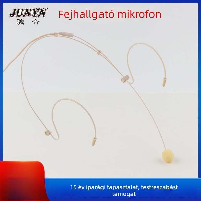 Bőrszínű fejre illeszthető kondenzátor mikrofon, 3,5 mm csatlakozóval, számítógépes headset élő közvetítéshez