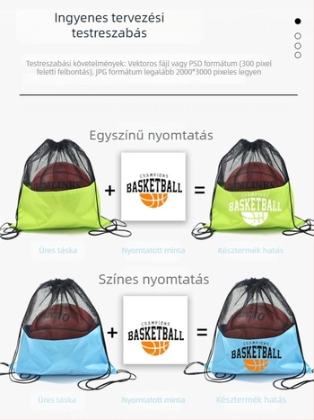 Könnyű húzós sporttáska maratonokra és kosárlabda-edzésekhez, hálós zsebbel