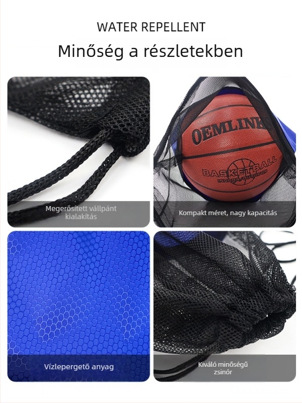 Könnyű húzós sporttáska maratonokra és kosárlabda-edzésekhez, hálós zsebbel