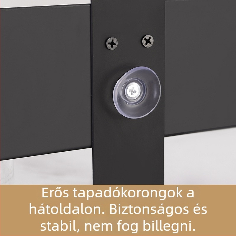 Fürdőszobai tároló polc üveg zuhanyajtóval, fúrás nélküli szerelés