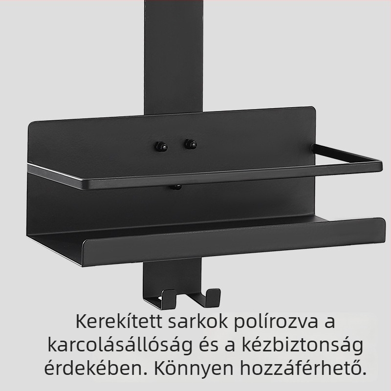 Fürdőszobai tároló polc üveg zuhanyajtóval, fúrás nélküli szerelés