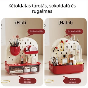Asztalhoz készült perforált panel tároló doboz rekeszekkel – tolltartó és íróeszközök rendezője