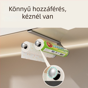 Konyhai papírtörlő tartó, lyukmentes falra szerelhető, fóliatartó és törlő rendező