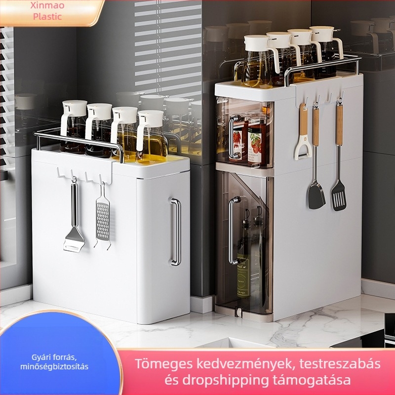 Konyhai tároló szekrény, multifunkciós fűszerállvány, többszintes asztali tárolópolc húzófiókkal