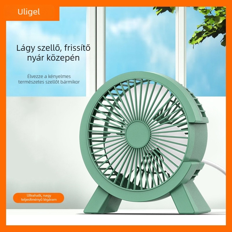 Asztali USB ventilátor, mini, csendes, 4 lapátos, rajzfilmszerű dizájn, hordozható, kollégiumi használatra