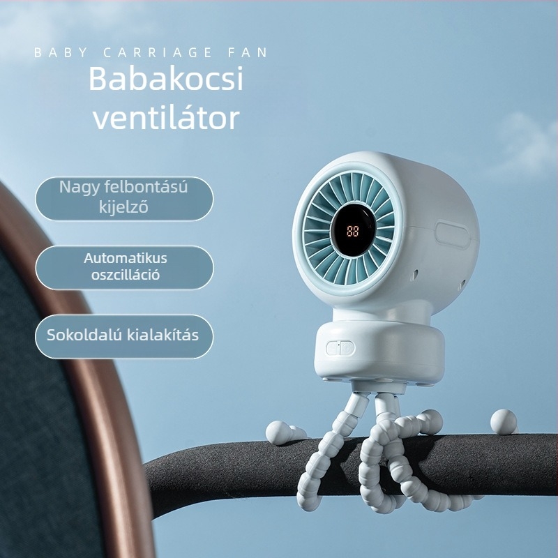 Új, polip formájú asztali ventilátor beépített akkumulátorral – hordozható, otthoni és kültéri használatra, oszcilláló fej.