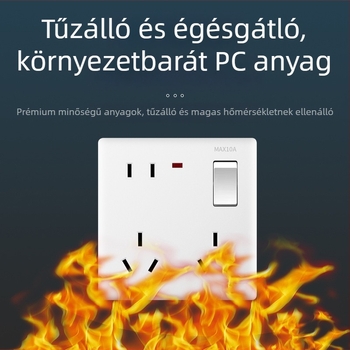 Fehér falra szerelhető kapcsoló- és aljzatos panel egy kapcsolóval és nyolc aljzattal, 86-os típus, rejtett szerelés, új nemzeti szabvány