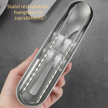Tiszta titánium evőeszköz-készlet: pálcikák és kanál, ultra-könnyű, hordozható, antibakteriális, penészálló, kültéri használatra