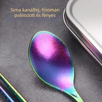 Tiszta titánium evőeszköz-készlet: pálcikák és kanál, ultra-könnyű, hordozható, antibakteriális, penészálló, kültéri használatra