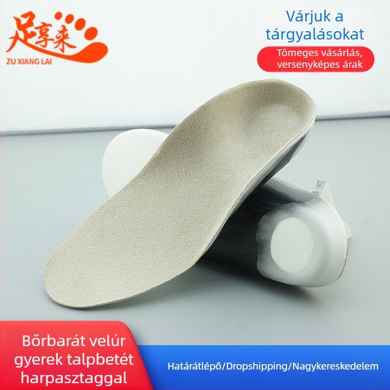 PU velúr gyerekeknek arch-támogató talpbetét, izzadáselnyelő, légáteresztő, lapos lábra és O-formájú lábra, boltozat párna