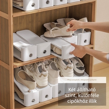 Két szintes állítható cipőállvány vastagított polcokkal otthonra és kollégiumba