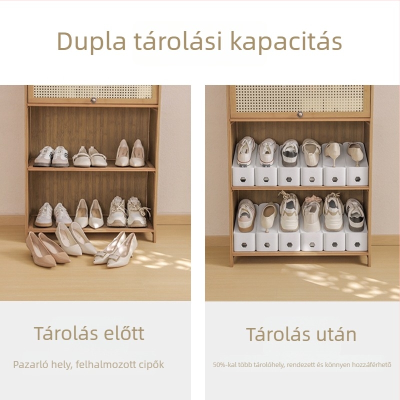 Két szintes állítható cipőállvány vastagított polcokkal otthonra és kollégiumba