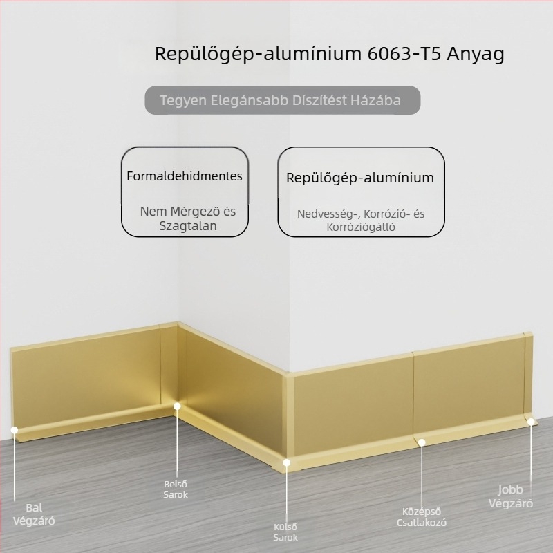 Öntapadós alumínium padlószegély, 6/8 cm szélesség, krémszínű