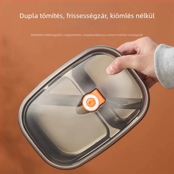 316 rozsdamentes acél antibakteriális minőségű rekeszes, szigetelt ebédes doboz, két rétegű, 301–500 ml, irodai és iskolai használatra