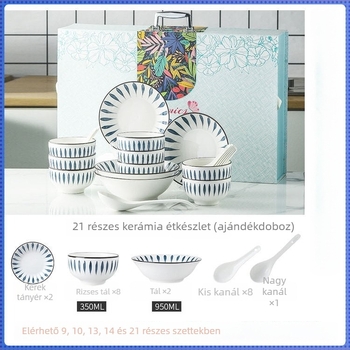Aláglazúros színű porcelán etkészlet logónyomással, ajándékdobozban — modern stílus, ideális ajándéknak, megnyitó eseményekhez