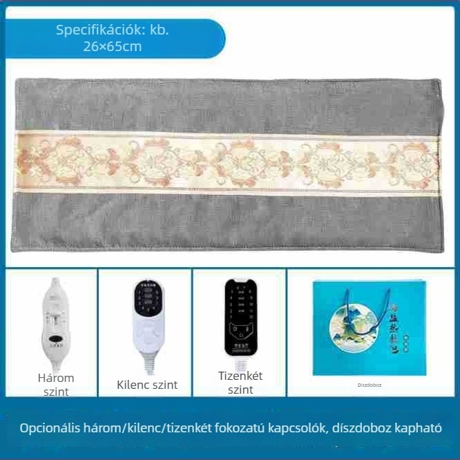 Elektronikus melegítő sóterápiás párna az egész testre, durva sóval, derék-, váll- és lábtámaszokkal, állítható hőmérséklet, intelligens vezérlés