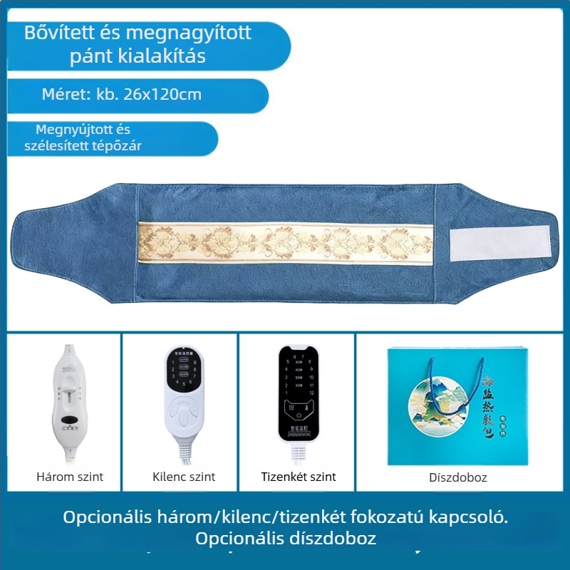 Elektronikus melegítő sóterápiás párna az egész testre, durva sóval, derék-, váll- és lábtámaszokkal, állítható hőmérséklet, intelligens vezérlés