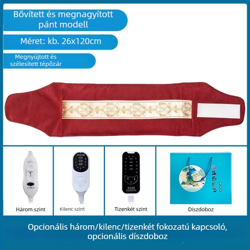 Elektronikus melegítő sóterápiás párna az egész testre, durva sóval, derék-, váll- és lábtámaszokkal, állítható hőmérséklet, intelligens vezérlés