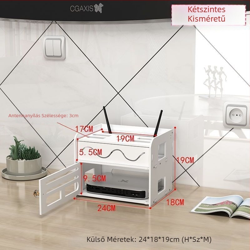 Router és kábel tároló doboz, kábelrendező Wi‑Fi aljzatokhoz és elosztókhoz