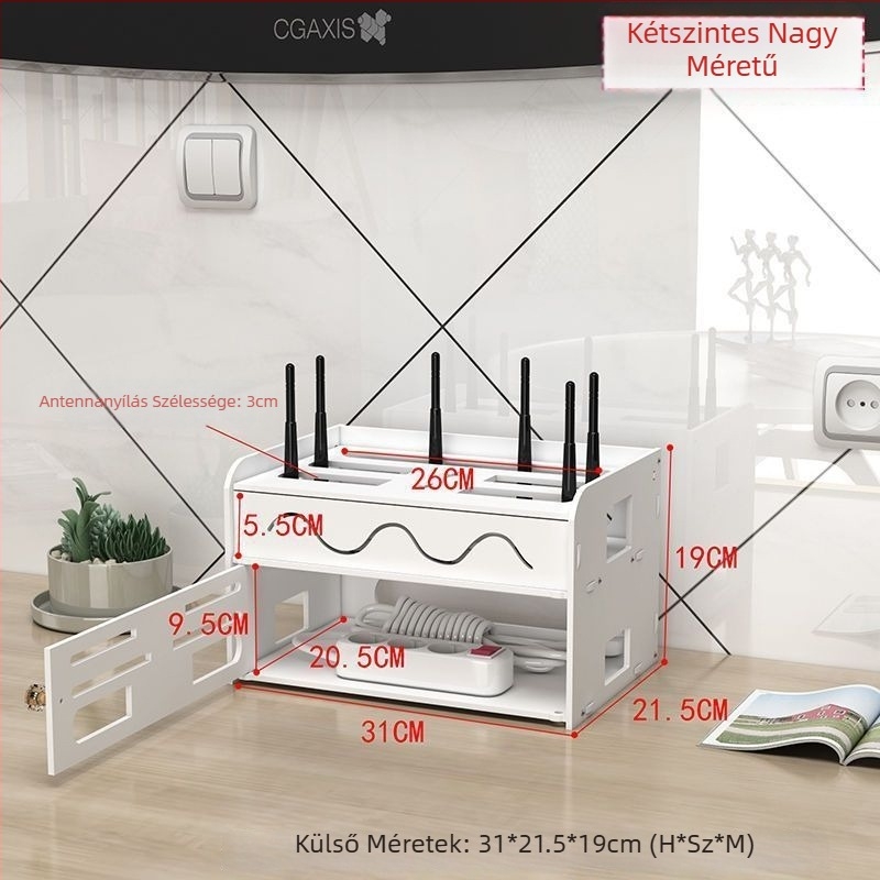 Router és kábel tároló doboz, kábelrendező Wi‑Fi aljzatokhoz és elosztókhoz