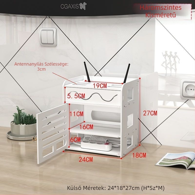 Router és kábel tároló doboz, kábelrendező Wi‑Fi aljzatokhoz és elosztókhoz