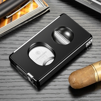 Cigarloong öt az egyben multifunkcionális szivarvágó rozsdamentes acél pengével, sík szájnyílás és V‑alakú nyílás, szivar tartó, tű és fúró